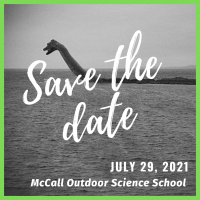 Save the date for the next MOSS Meetup on July 29, 2021. Image features the lake monster of Payette Lake.