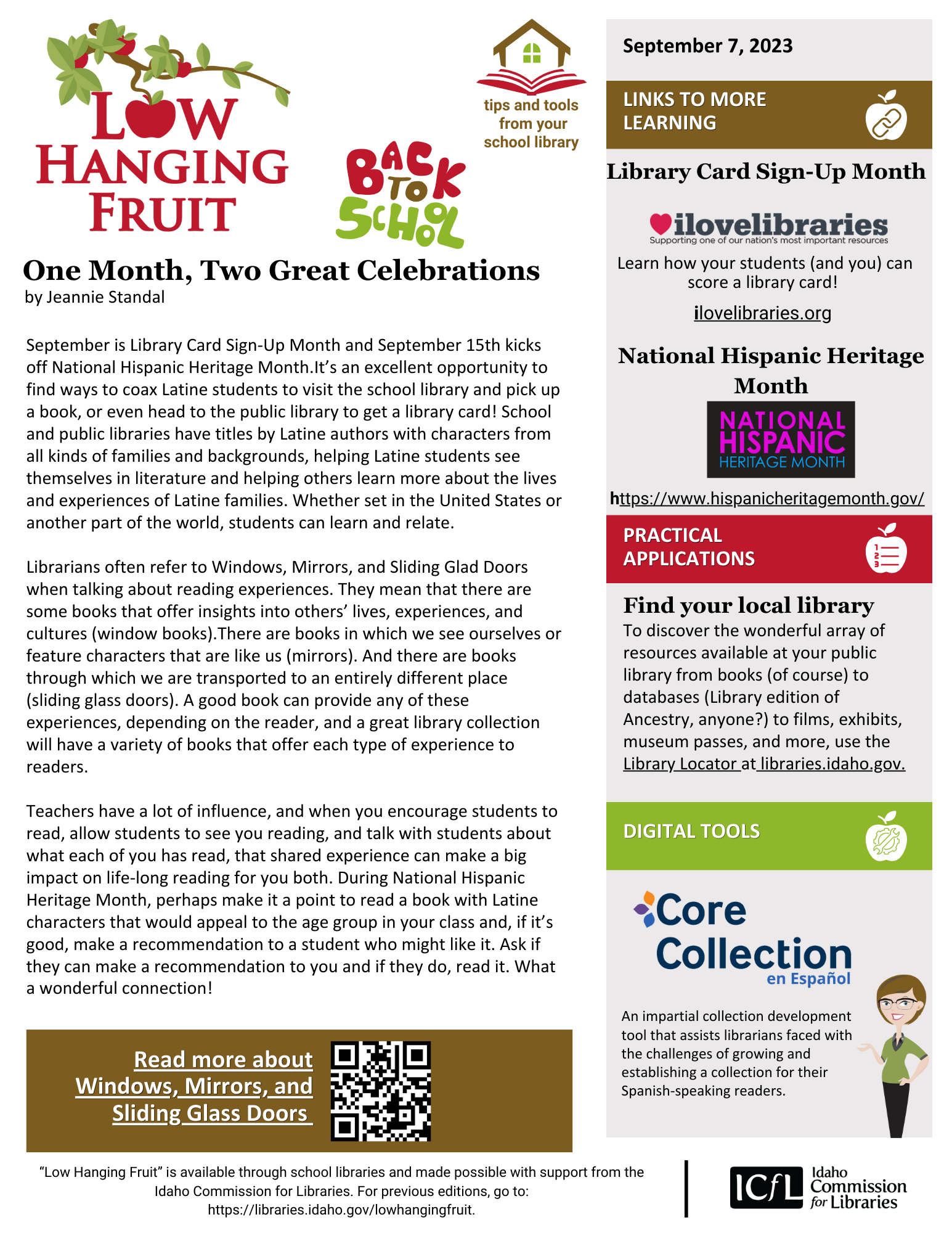 Page one of Low Hanging Fruit September 2023 Newsletter