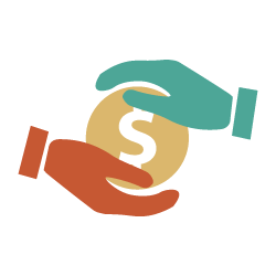 Two hands holding a coin